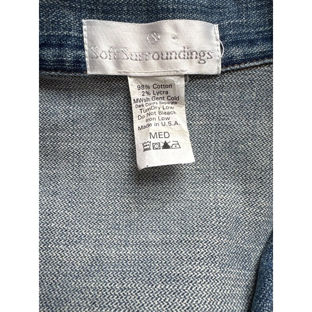 Soft Surroundings Medium Denim Jacket With Fringe Trim & Button Front - Picture 7 of 7